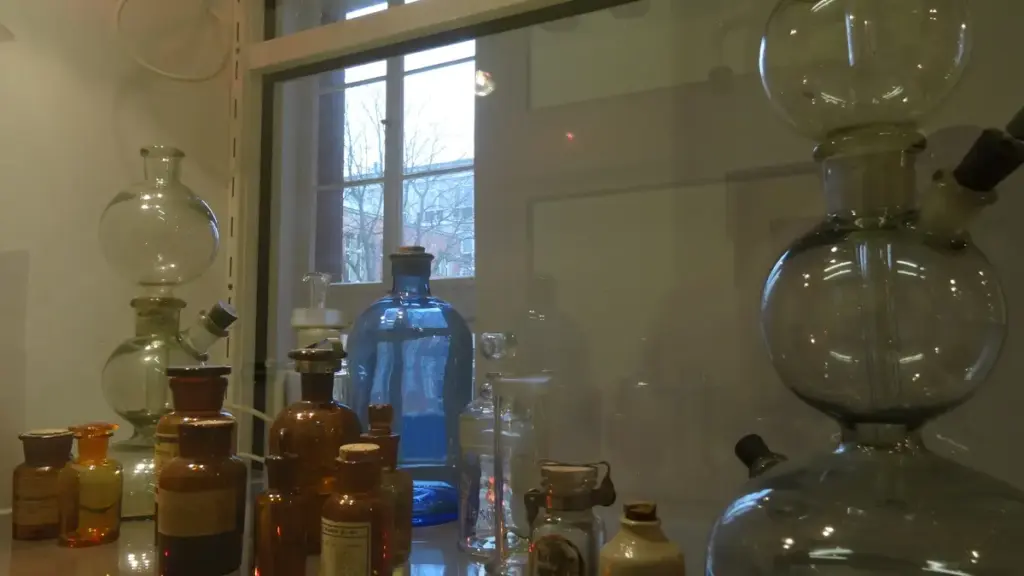 Vintage glassware in a laboratory setting