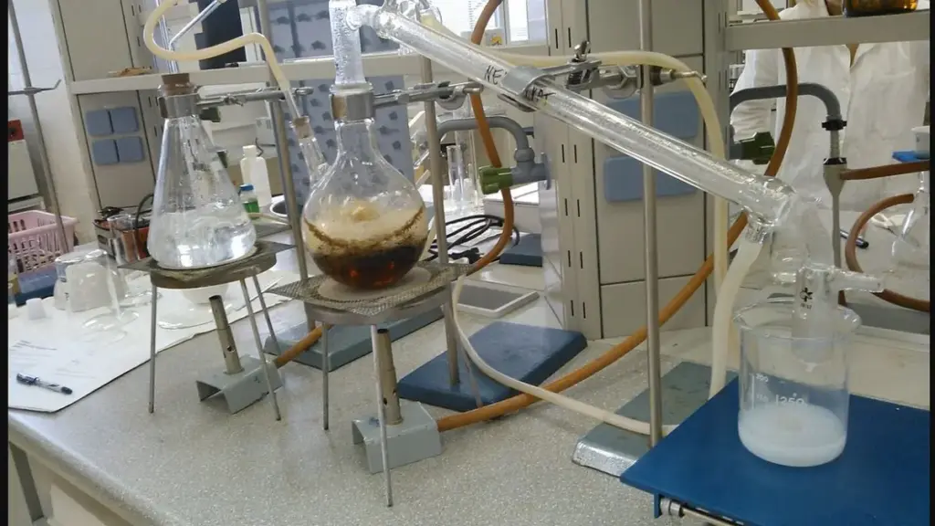 Glass laboratory equipment used for steam distillation of essential oils