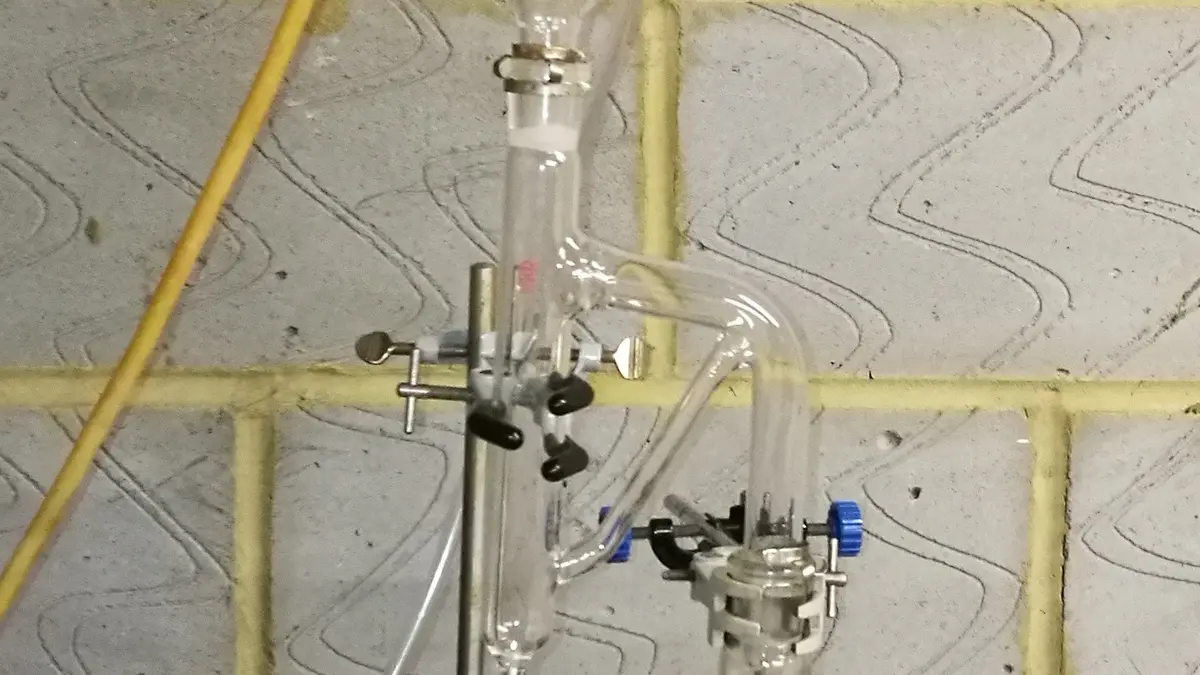 Distillation equipment used to collect lavender essential oil