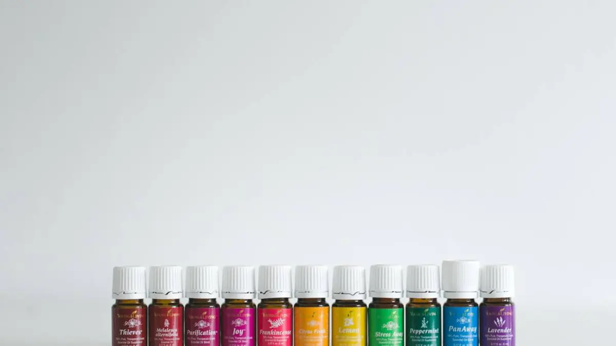 A selection of small essential-oil bottles in a storage case