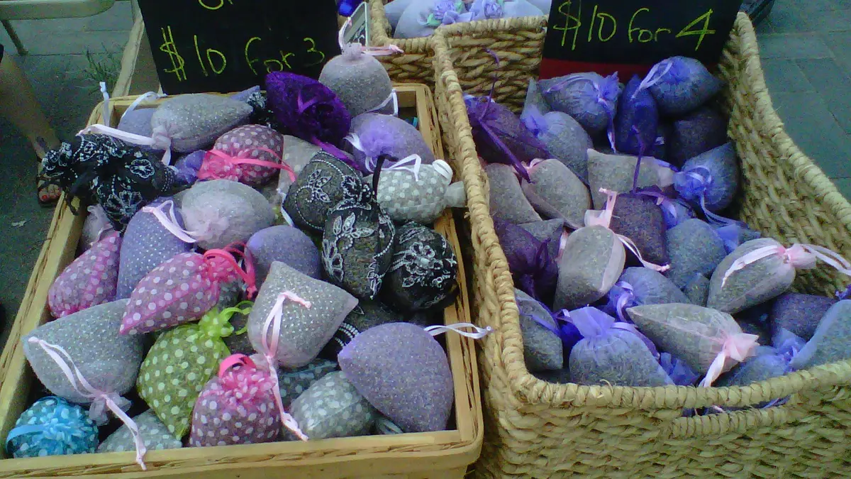 Small fabric sachets filled with dried lavender