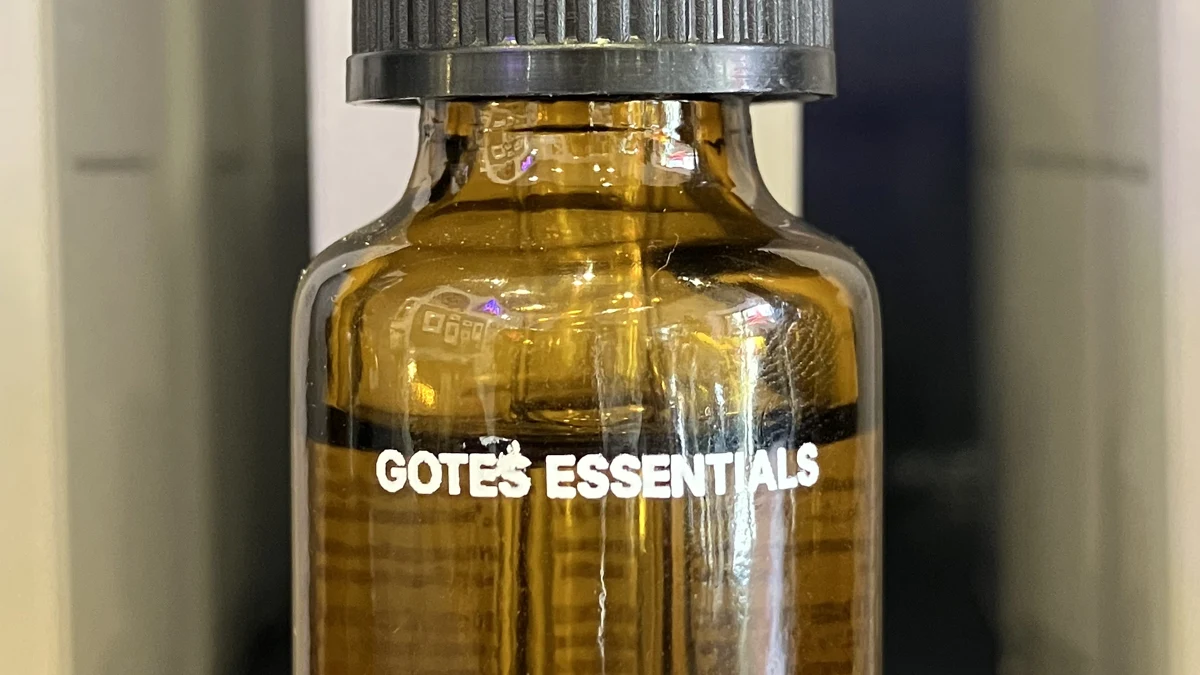 A bottle of thyme essential oil